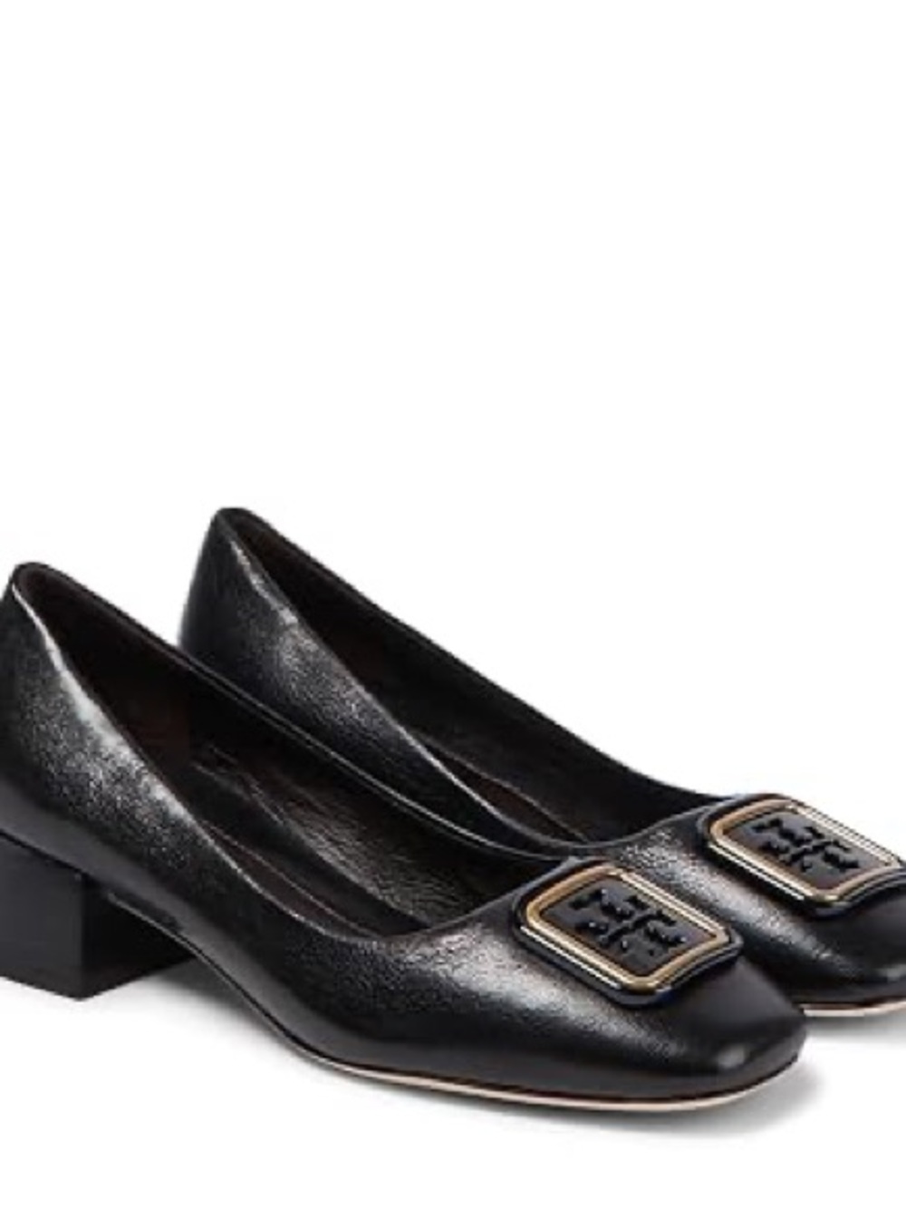 Tory Burch Georgia Women's Black Leather Logo Pumps Shoes Size 6